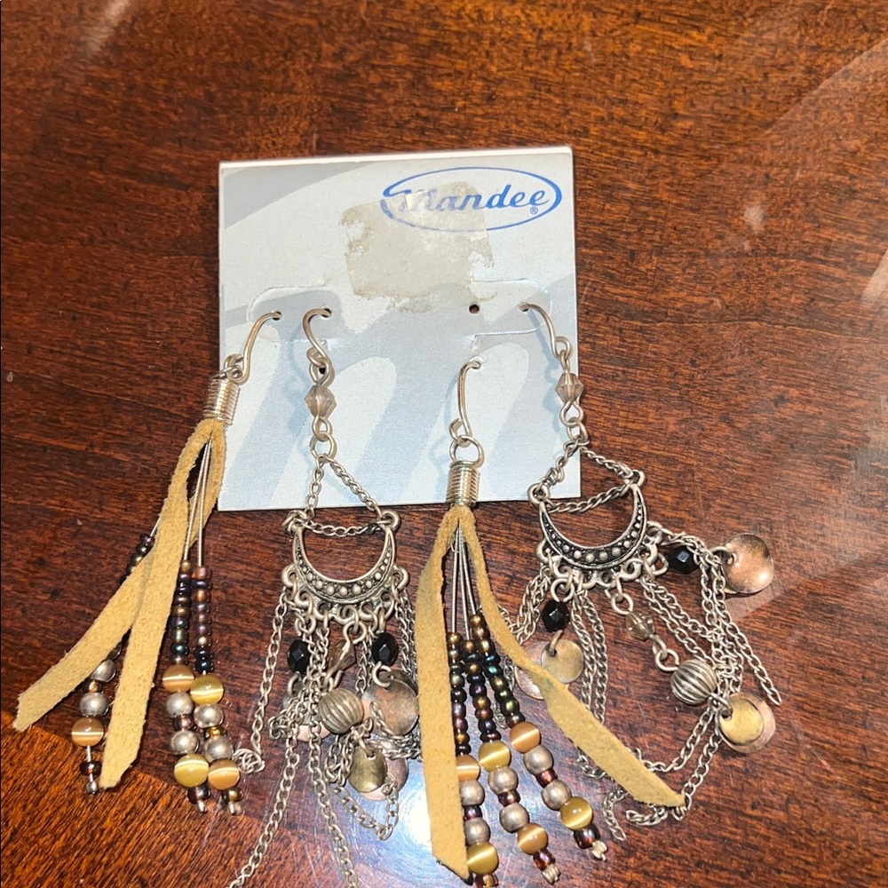 Mandee Silver and Brown Boho Earrings